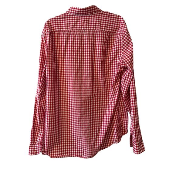 J Crew Picnic Check Lightweight Button Down Shirt Red White L - Picture 3 of 4